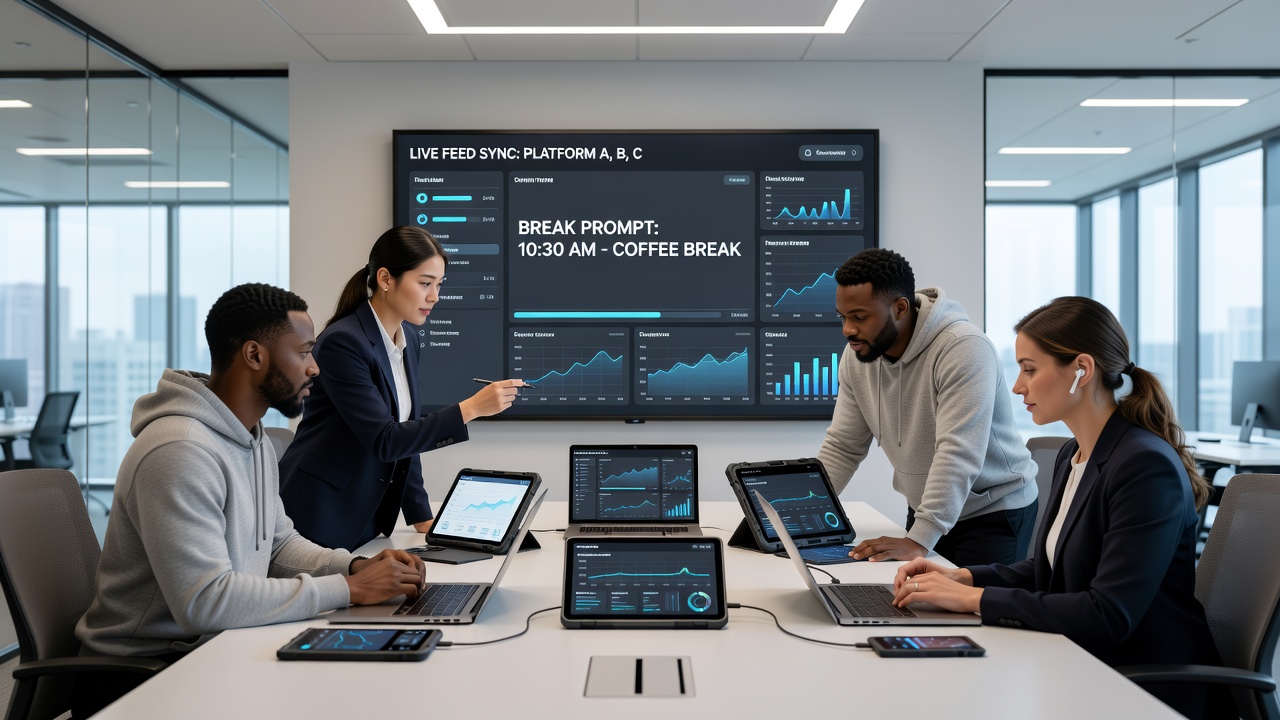 Illustration der Integration automatischer Pausen in Live-Feed-Systemen auf mobilen Geräten